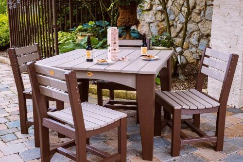 POLY PATIO TABLES AND CHAIRS
