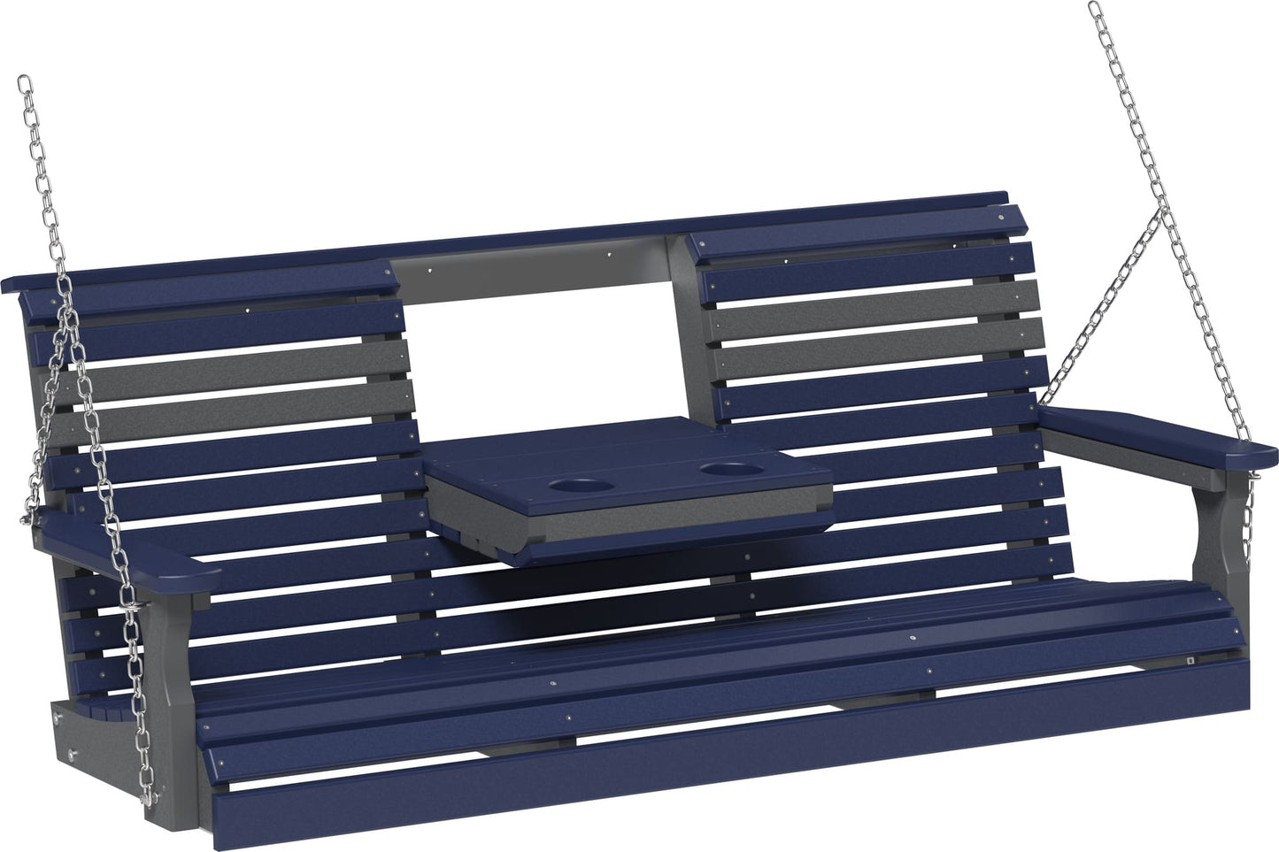 Amish Luxcraft 5ft Rollback Poly Porch Swing with cup holders