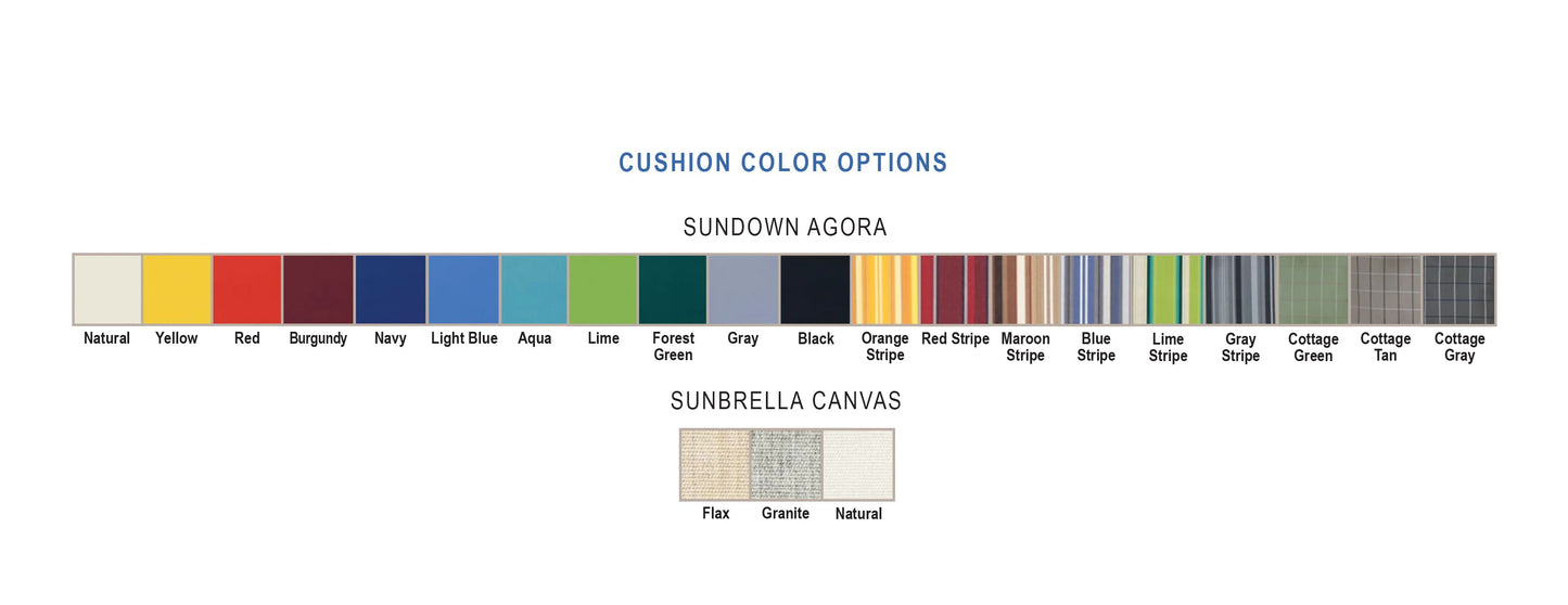 Swing Bed Cushion Sunbrella Sundown fabric options
