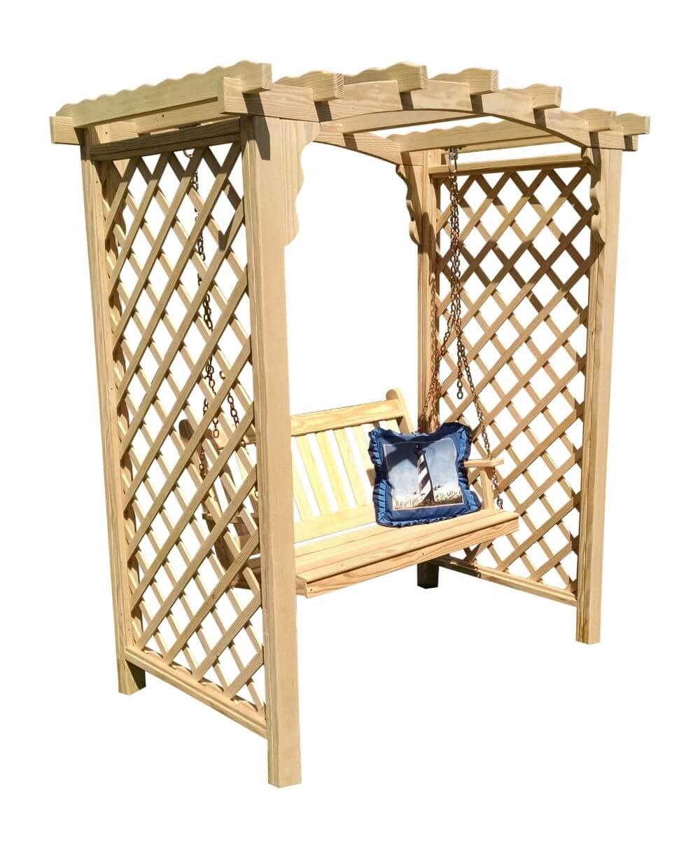 A&L Furniture 6' Jamesport Arbor and Swing Kit - Pressure Treated Pine - Amish Made