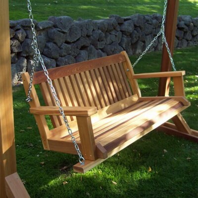 Wooden Porch Swings - Cedar, Pine, Teak, Oak, Cypress