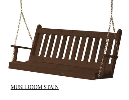 Amish Traditional English Porch Swing - Red Cedar Wood - 4ft, 5ft, 6ft