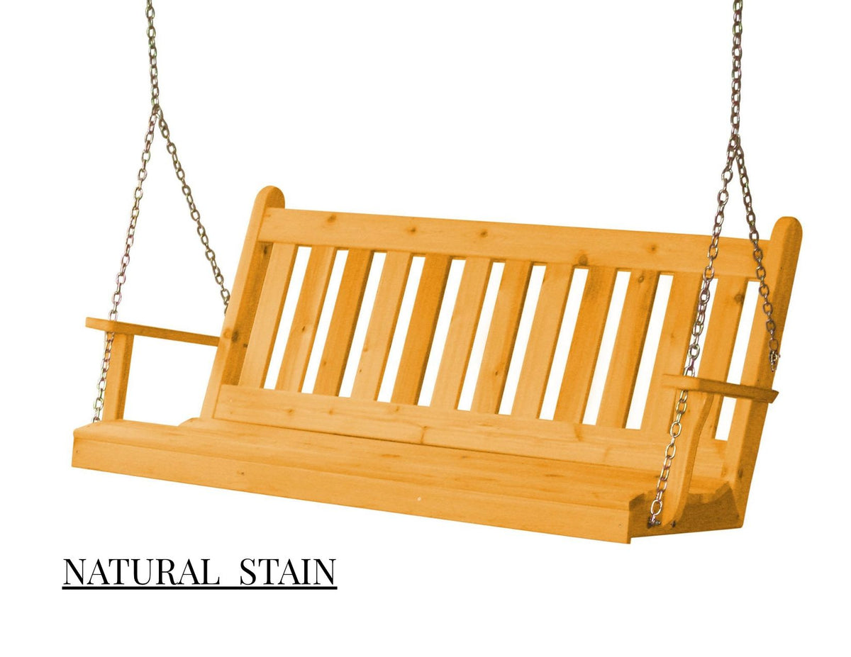 Amish Traditional English Porch Swing - Red Cedar Wood - 4ft, 5ft, 6ft