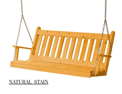 Amish Traditional English Porch Swing - Red Cedar Wood - 4ft, 5ft, 6ft
