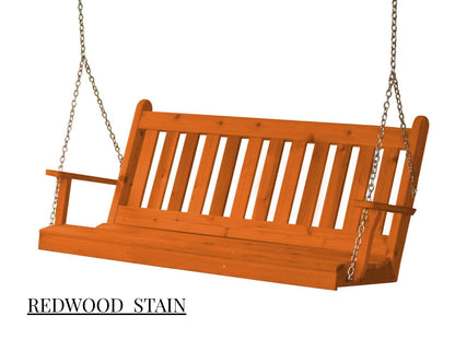 Amish Traditional English Porch Swing - Red Cedar Wood - 4ft, 5ft, 6ft