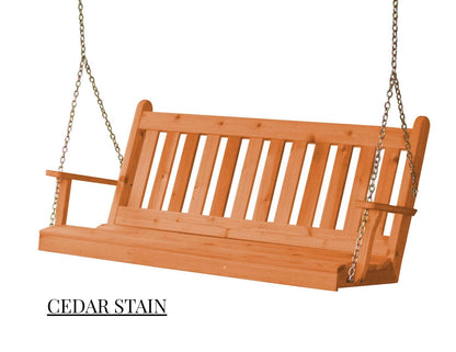 Amish Traditional English Porch Swing - Red Cedar Wood - 4ft, 5ft, 6ft