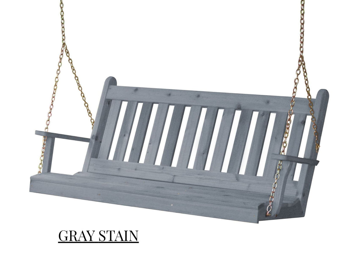 Amish Traditional English Porch Swing - Red Cedar Wood - 4ft, 5ft, 6ft