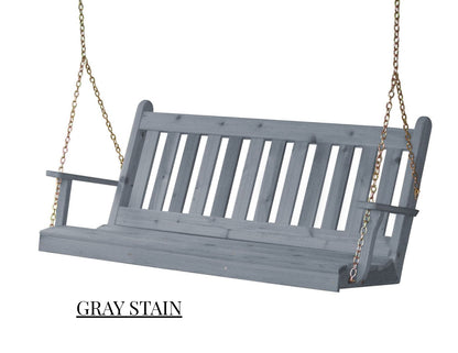 Amish Traditional English Porch Swing - Red Cedar Wood - 4ft, 5ft, 6ft