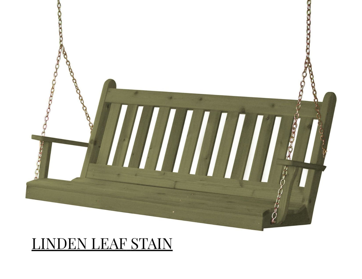 Amish Traditional English Porch Swing - Red Cedar Wood - 4ft, 5ft, 6ft