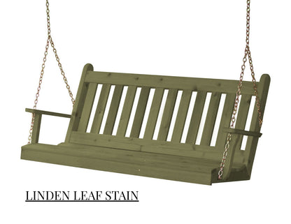 Amish Traditional English Porch Swing - Red Cedar Wood - 4ft, 5ft, 6ft