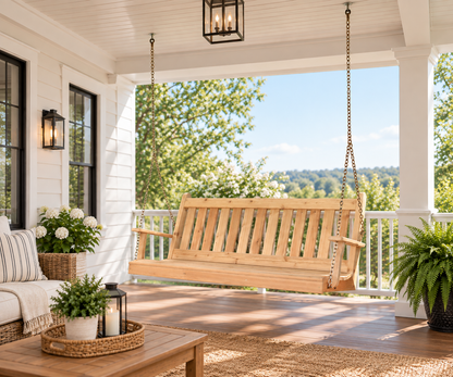 Amish Traditional English Porch Swing - Red Cedar Wood - 4ft, 5ft, 6ft