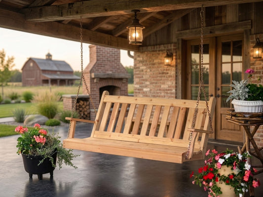 Amish Traditional English Porch Swing - Red Cedar Wood - 4ft, 5ft, 6ft