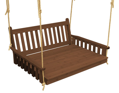 Amish Traditional English Porch Swing Bed with rope - Red cedar wood