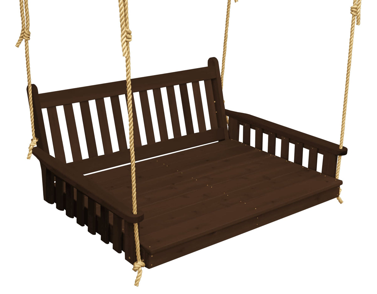 Amish Traditional English Porch Swing Bed with rope - Red cedar wood