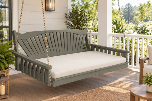 Amish A&L Furniture- Fanback Wooden Porch Swing Bed- Pine- 431 432 433