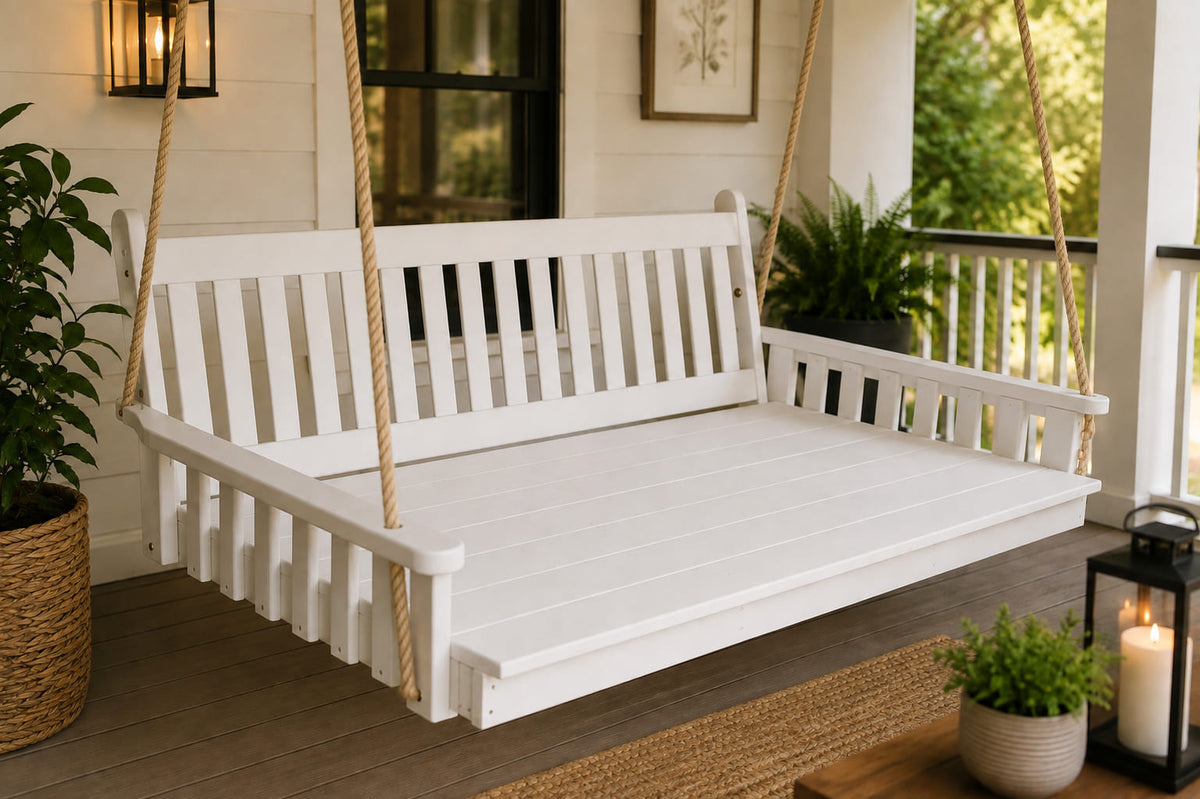 6ft Porch Swing Bed Amish Traditional English Pine wood with ropes 453 