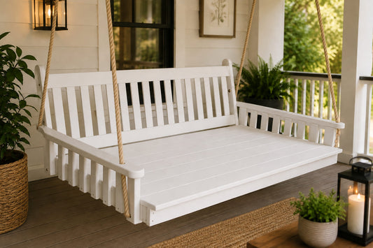 6ft Porch Swing Bed Amish Traditional English Pine wood with ropes 453 