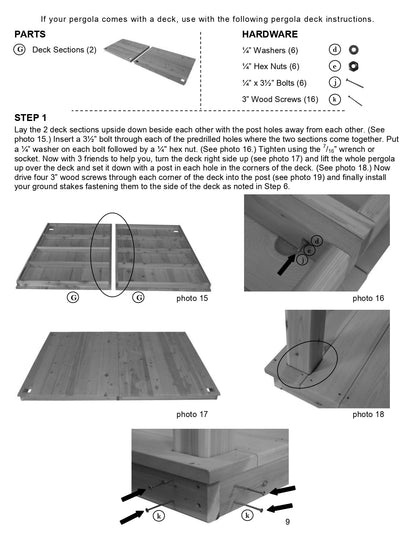 8' x 8' Cedar Pergola Kit - Amish Made - Swing Bed Stand