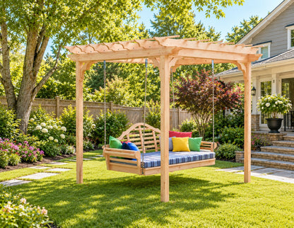 8' x 8' Cedar Pergola Kit - Amish Made - Swing Bed Stand