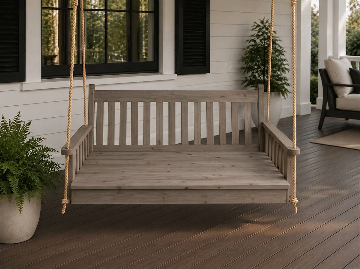 Amish Traditional English Porch Swing Bed with rope - Red cedar wood