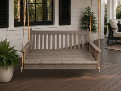 Amish Traditional English Porch Swing Bed with rope - Red cedar wood