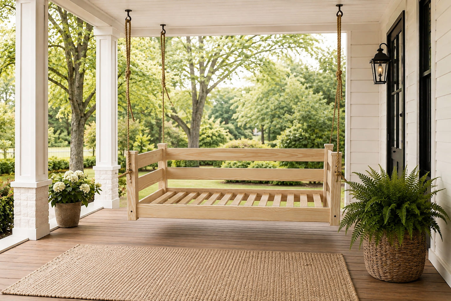 Amish Hanging Porch Swing Bed Twin & Full Size with Ropes