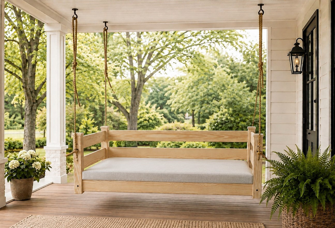 Amish Homestead Hanging Porch Swing Bed Twin & Full Size with Ropes
