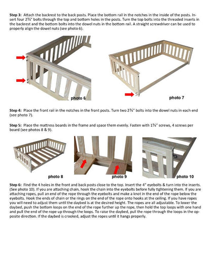 Amish Mission Hanging Daybed Assembly Instructions