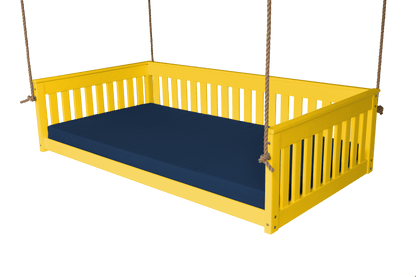 A&L Furniture Twin Mission Hanging Daybed with Ropes and Cushion