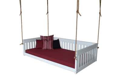 A&L Furniture Twin Mission Hanging Daybed with Ropes and Cushion