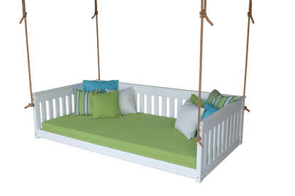 A&L Furniture Twin Mission Hanging Daybed with Ropes and Cushion