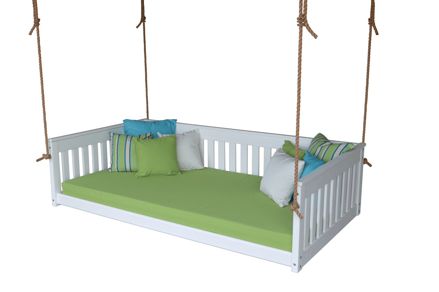 A&L Furniture Twin Mission Hanging Daybed with Ropes and Cushion