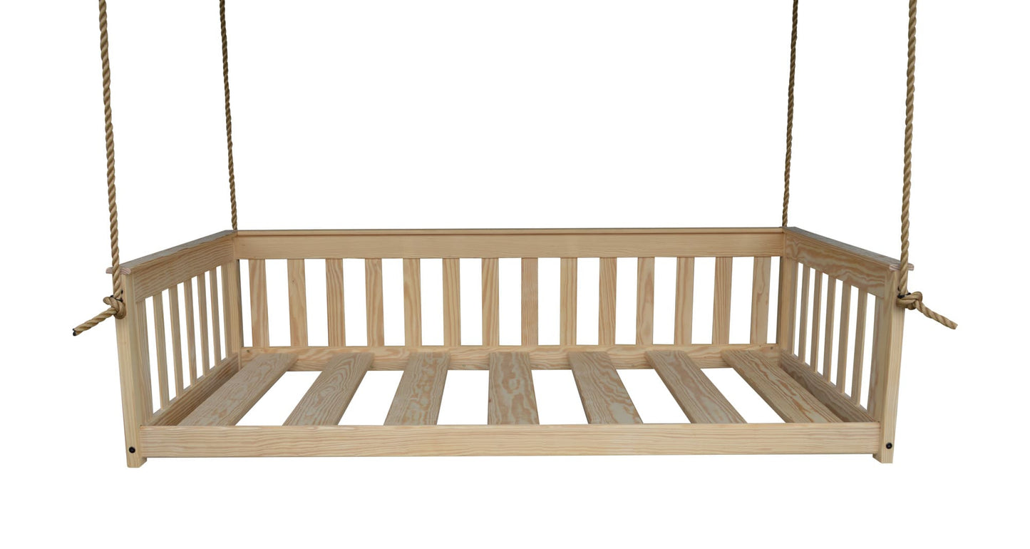 Amish Mission Style Hanging Day Bed with Ropes - Twin & Full Size - Pine
