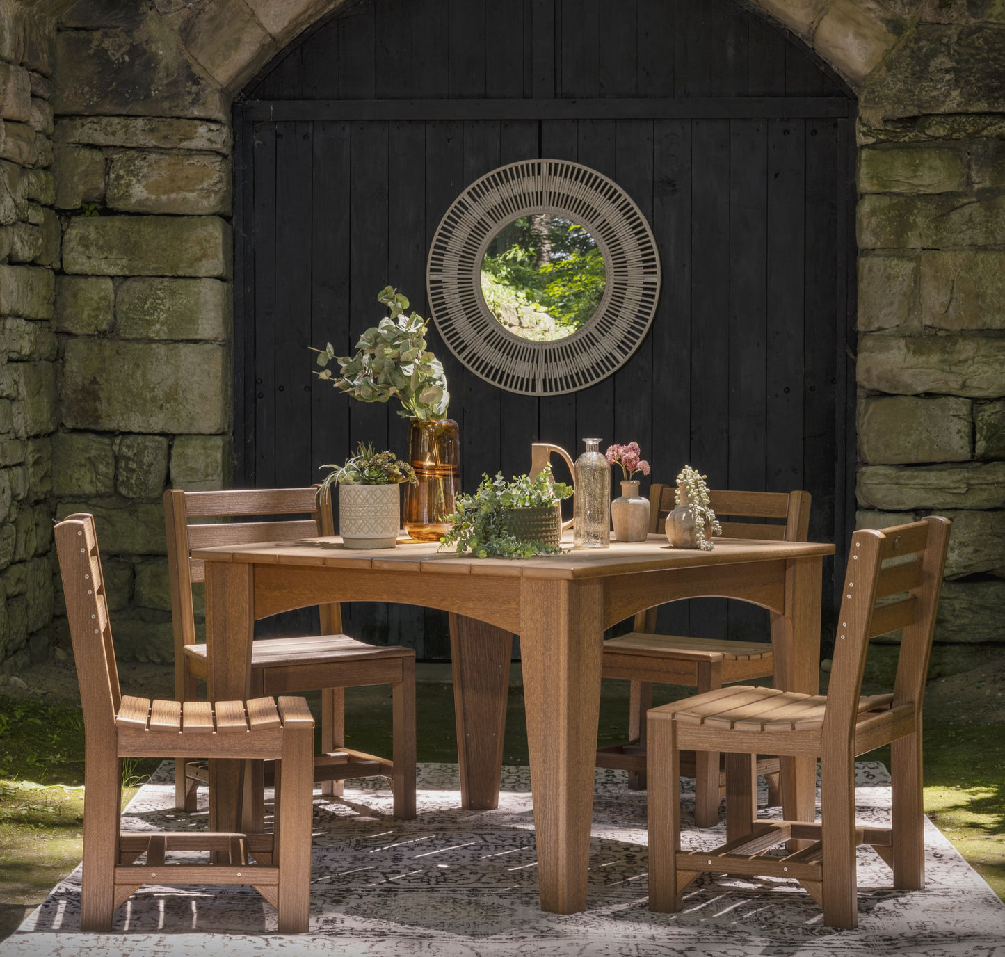 LuxCraft 44" Poly Island Square Dining Table (with umbrella hole)
