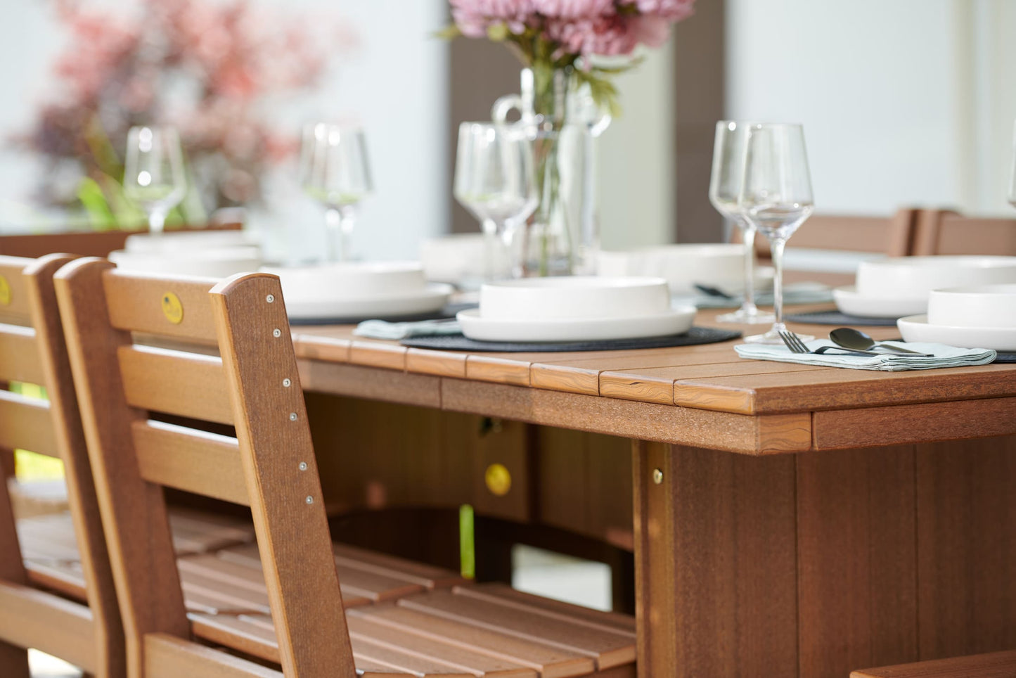 LuxCraft Dining Set for 8 - Poly Urban Dining Table with 8 Island Side Chairs