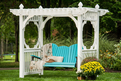 5ft Amish Luxcraft Adirondack Poly Porch Swing (Recycled Plastic) - with flipdown Cup Holders