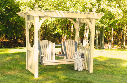 5ft Amish Luxcraft Adirondack Poly Porch Swing (Recycled Plastic) - with flipdown Cup Holders