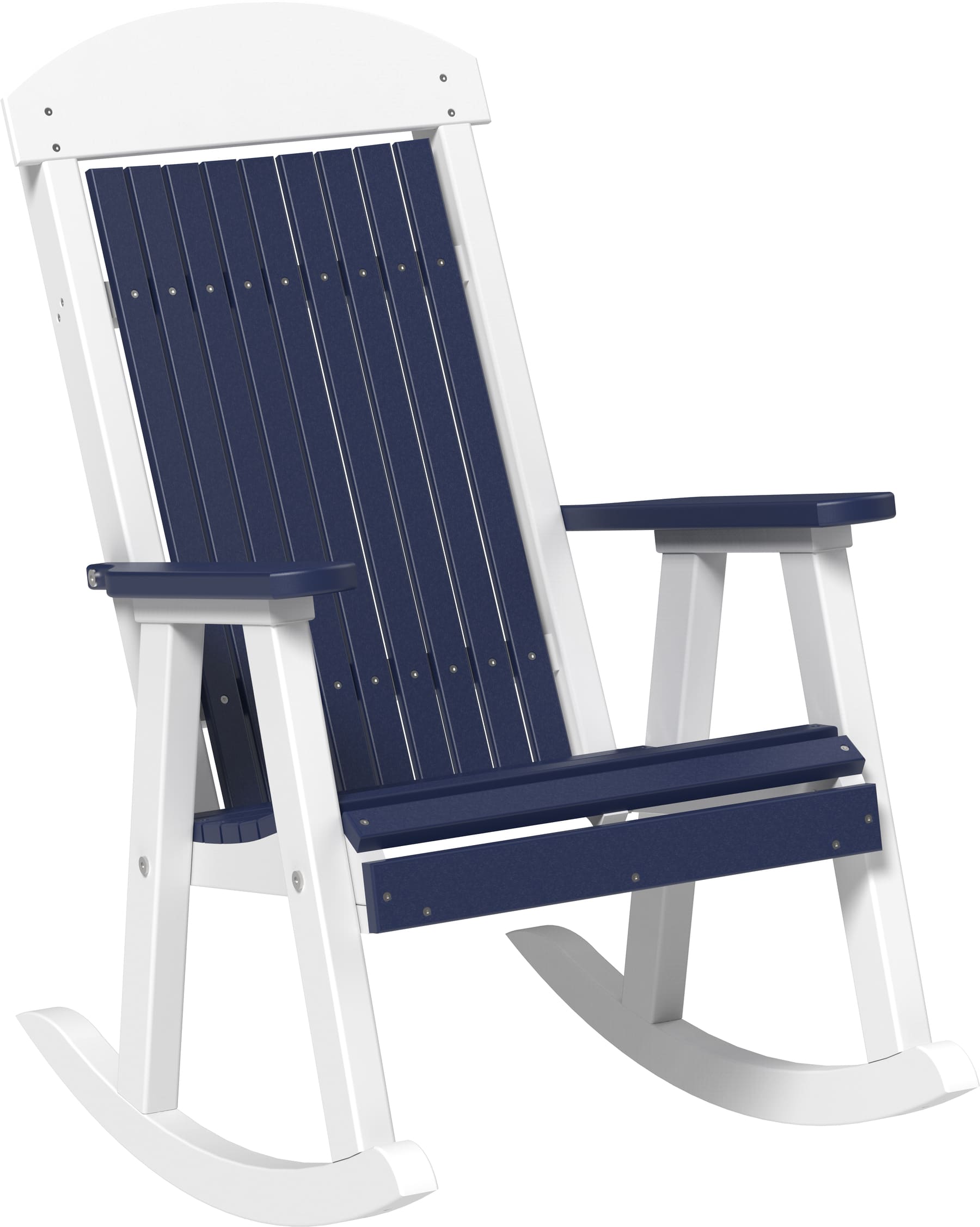 Luxcraft Poly Porch Rocker 2026 Patriot Blue and White