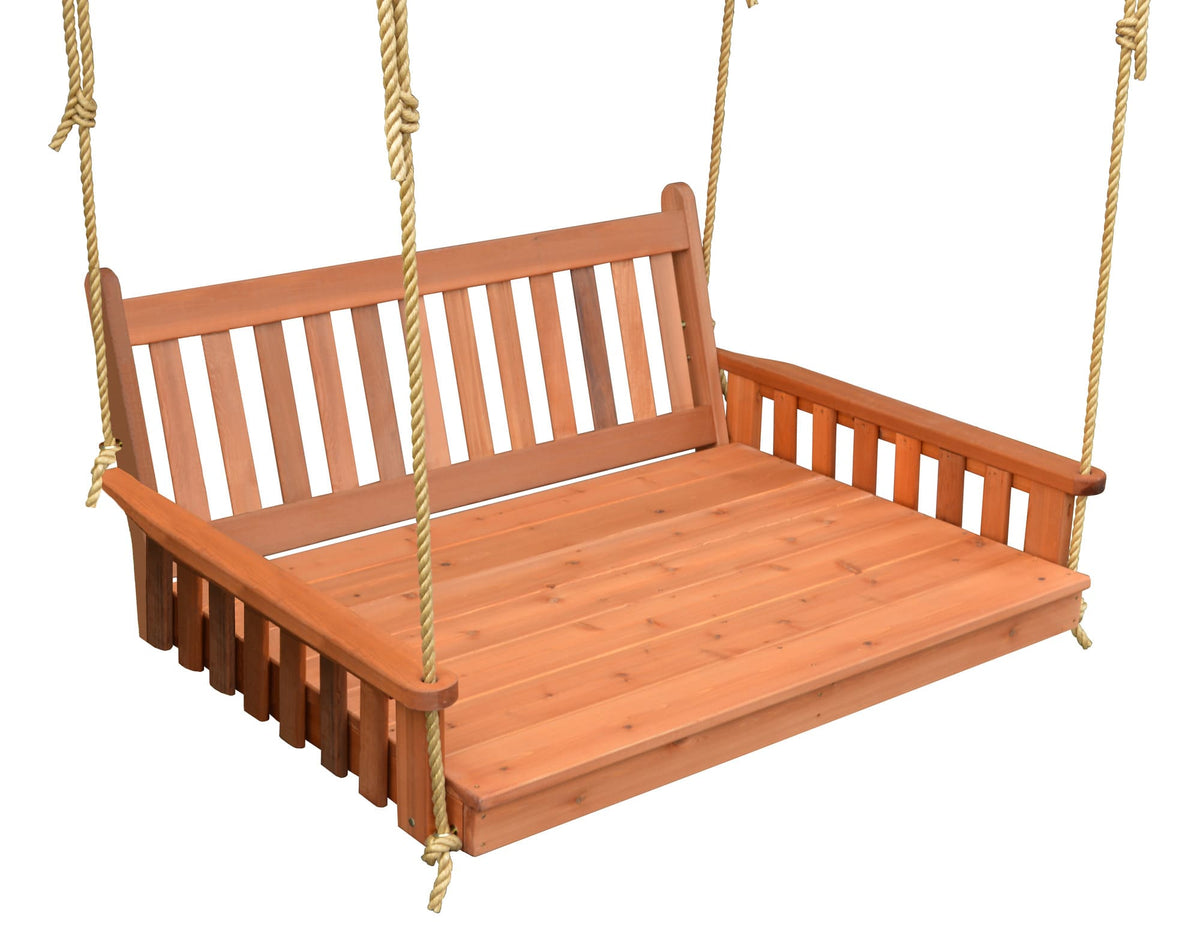 Amish Traditional English Porch Swing Bed with rope - Red cedar wood