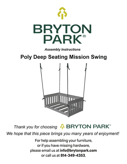 Amish Mission Deep Seating Porch Swing with Rope 75" Wide, Poly - Bryton Park