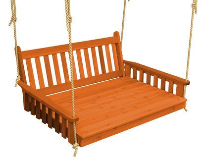 Amish Traditional English Porch Swing Bed with rope - Red cedar wood