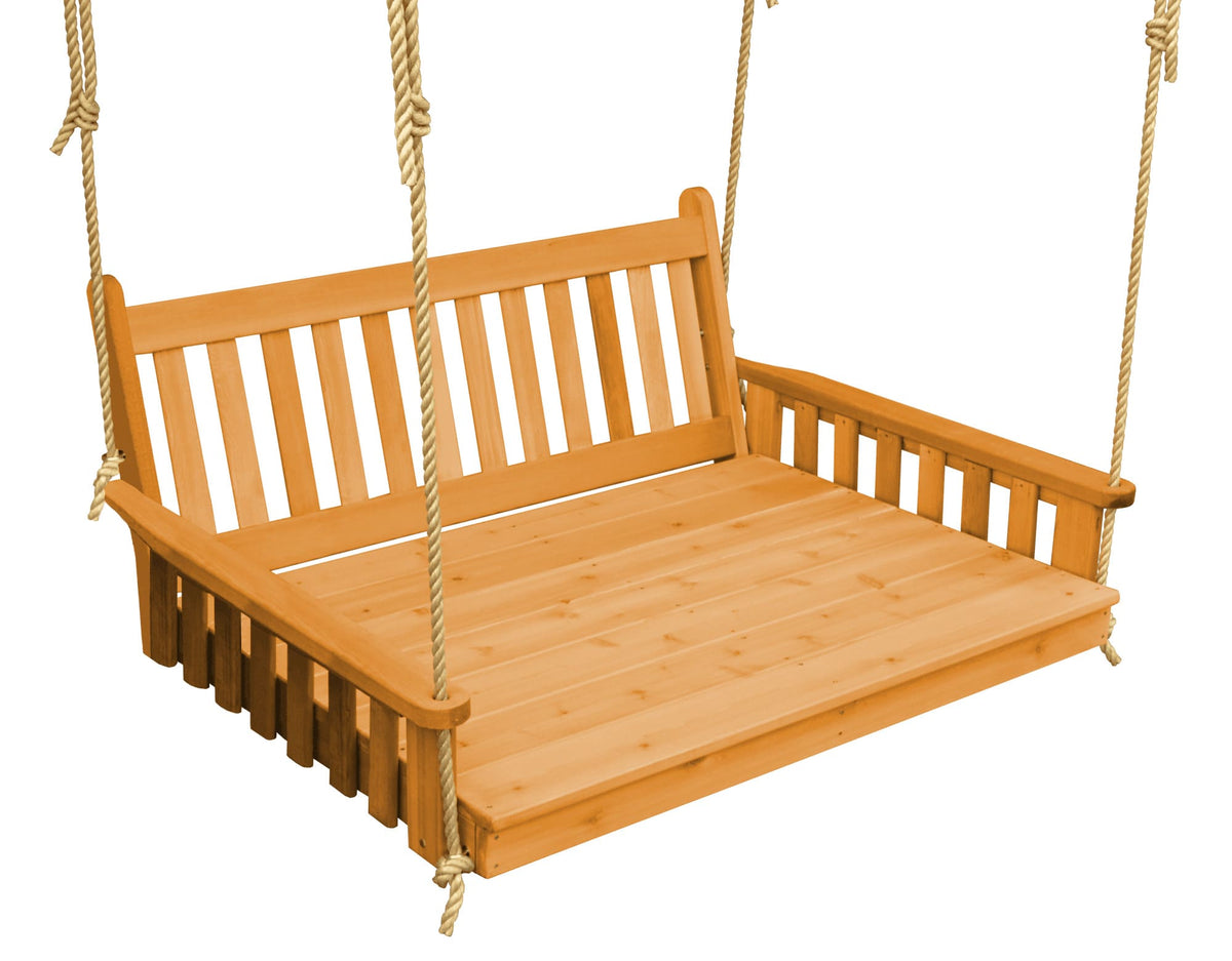 Amish Traditional English Porch Swing Bed with rope - Red cedar wood