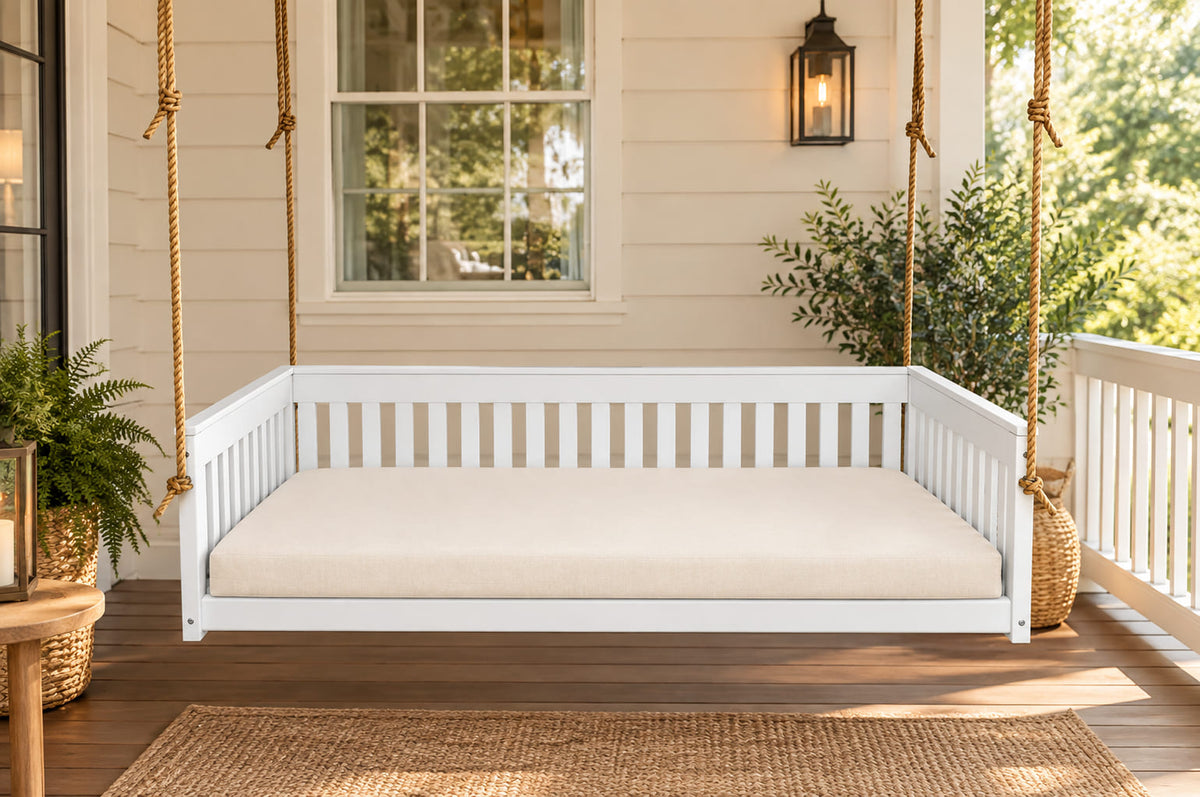 Amish Twin Mission Hanging Daybed with ropes and cushion