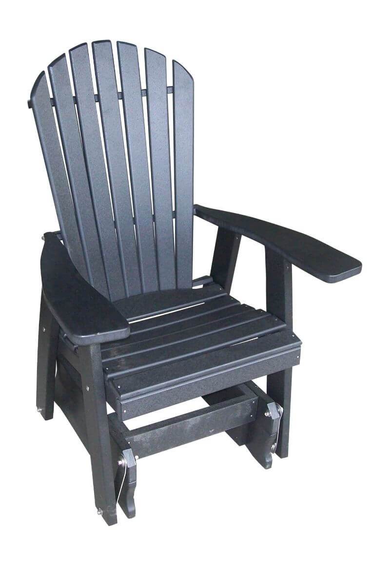 A&L Furniture Recycled Plastic Poly Adirondack Glider Chair (923) - Black
