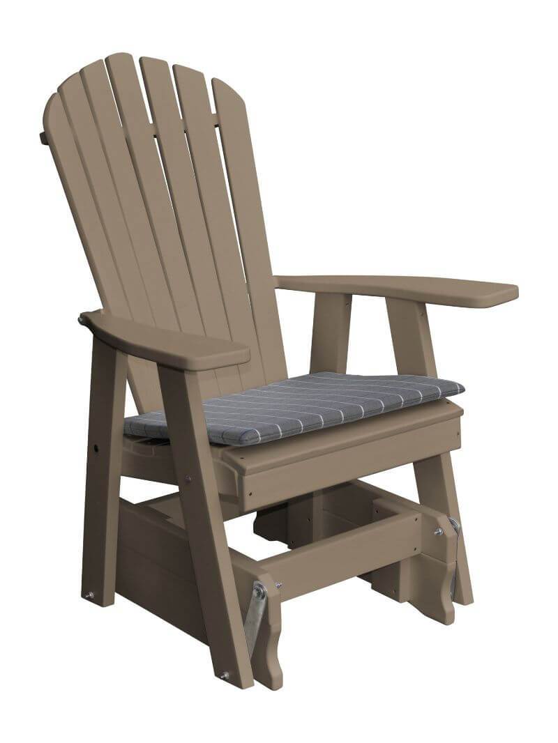A&L Furniture Recycled Plastic Poly Adirondack Glider Chair (923) - Weatherwood