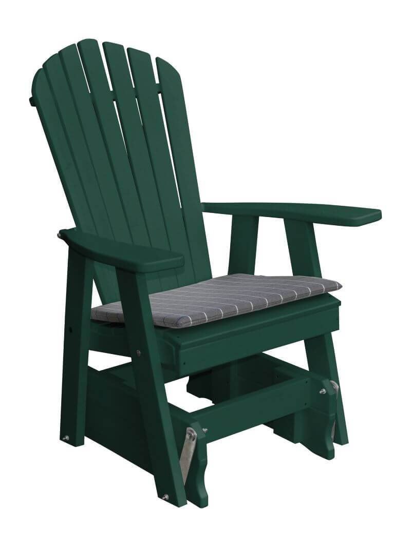 A&L Furniture Recycled Plastic Poly Adirondack Glider Chair (923) - Turf Green