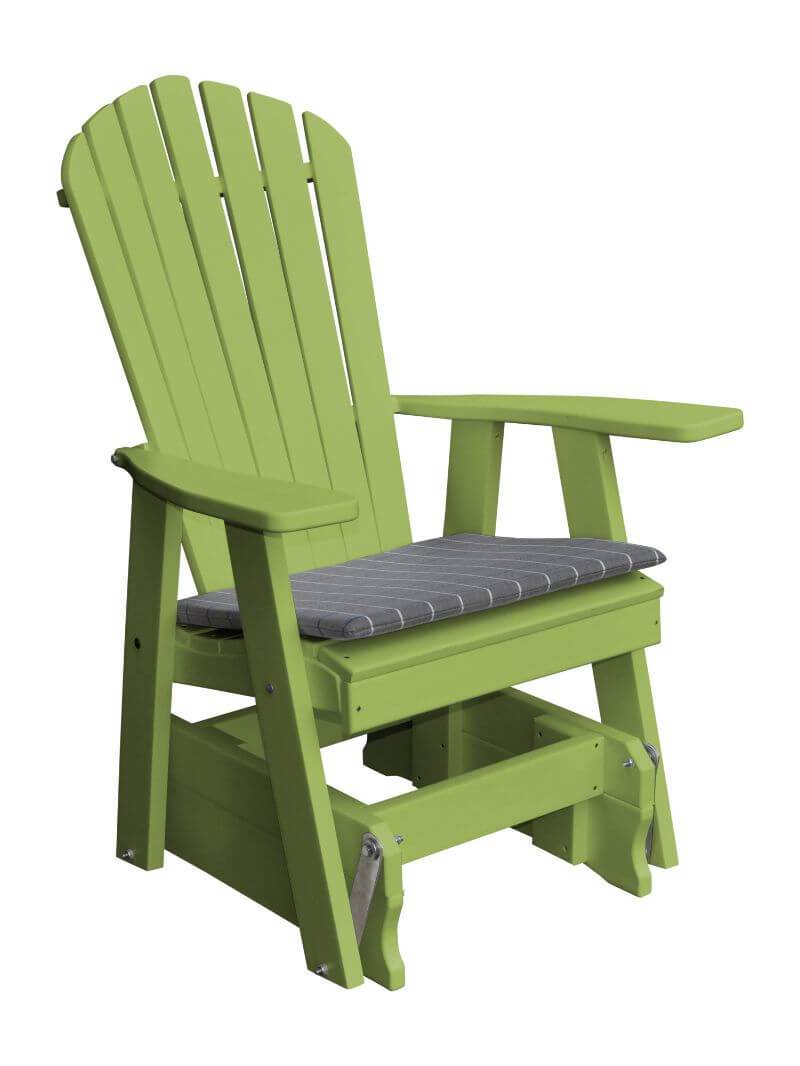 A&L Furniture Recycled Plastic Poly Adirondack Glider Chair (923) - Tropical Lime