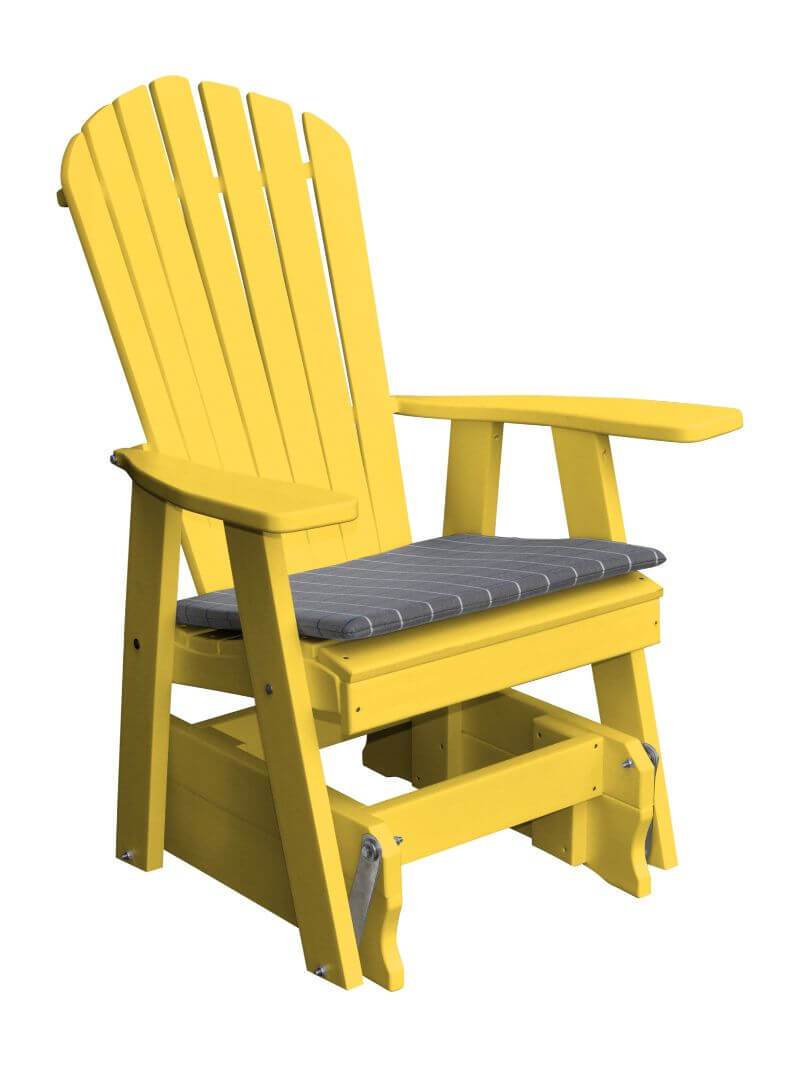 A&L Furniture Recycled Plastic Poly Adirondack Glider Chair (923) - Lemon Yellow