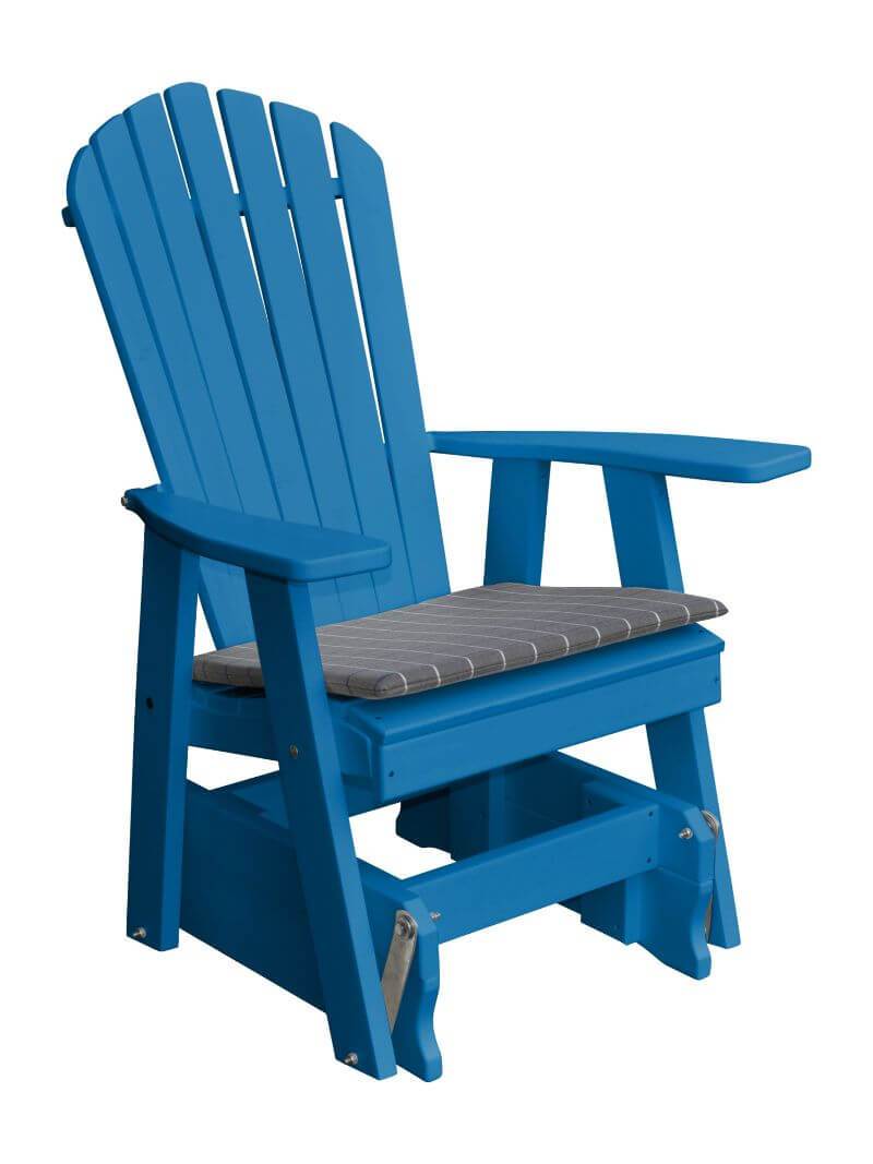 A&L Furniture Recycled Plastic Poly Adirondack Glider Chair (923) - Blue