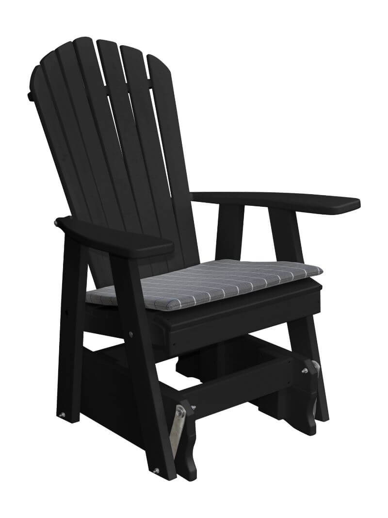 A&L Furniture Recycled Plastic Poly Adirondack Glider Chair (923) - Black